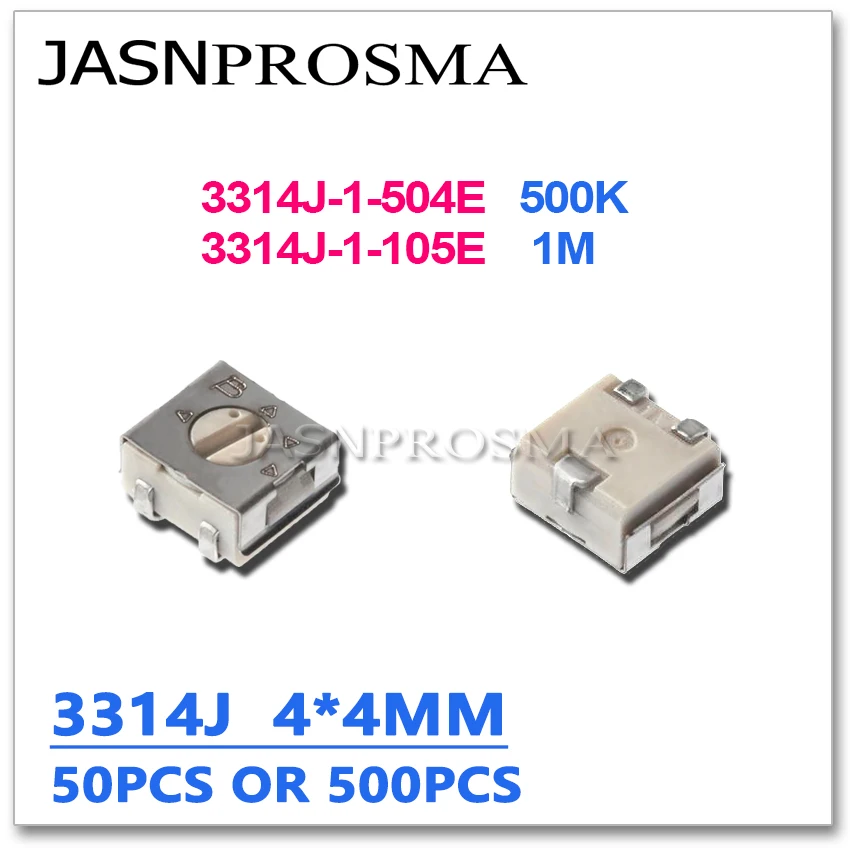 JASNPROSMA 50PCS 500PCS 3314J 500K 1M OHM 3314J-1-504E 3314J-1-105E Precision Adjustable resistor Trimmer Potentiometer 504 105