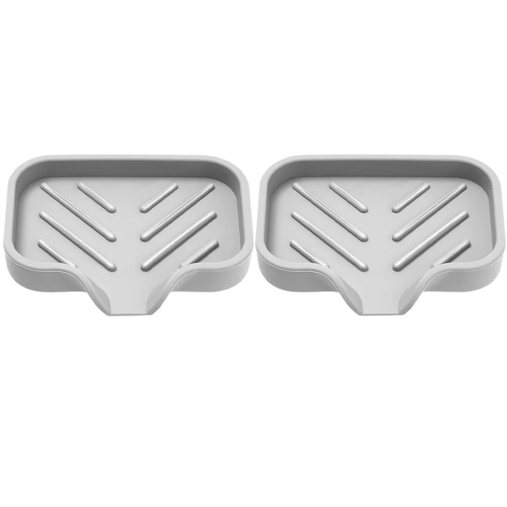 

2pcs Silicone Box Raised Stripes Drainable Design For Bathroom Shower Kitchen Bar Holder Travel Soap Dish Small Soap Container