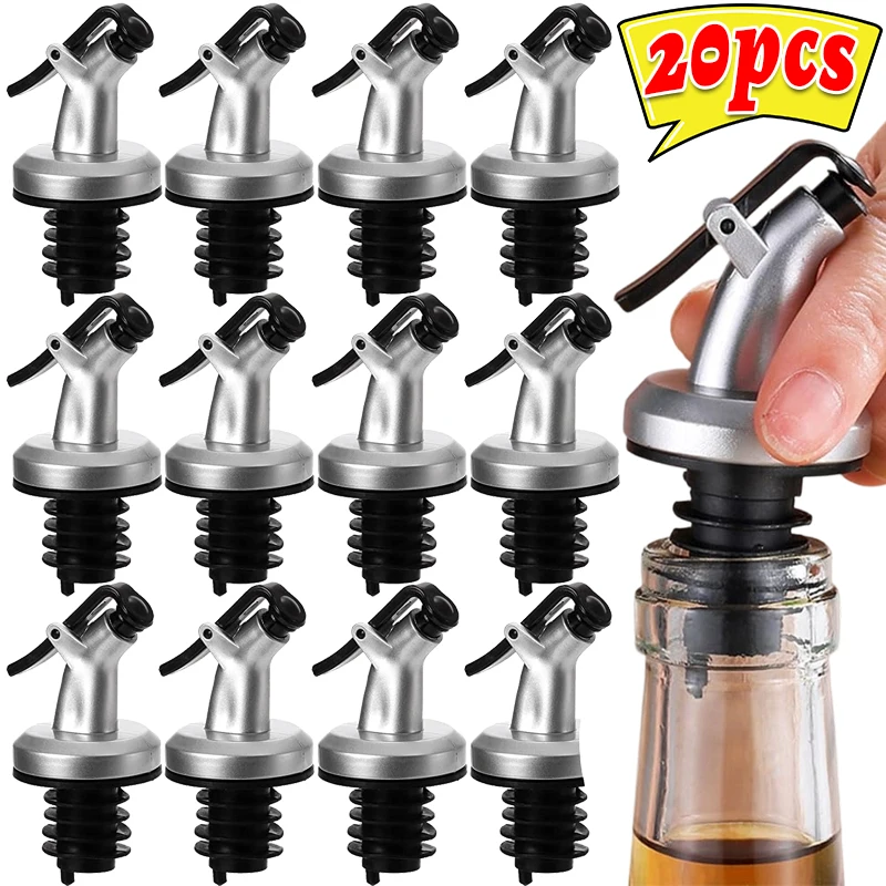 20/1pc Kitchen Oil Bottle Stopper Liquor Dispenser Sealing Lock Plug Leak-proof Olive Oil Pour Spout Wine Seasoning Bottles Tool