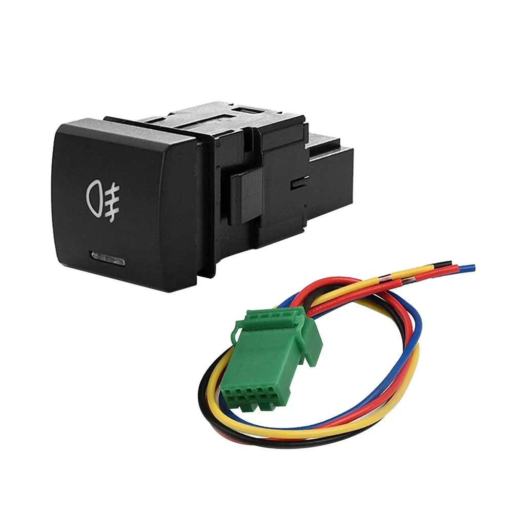 Automobile Fog Lamp Switch with Green Light Fog Light Button Pure Copper Wire Fog Light Button Replacement 12V 24V for New Camry