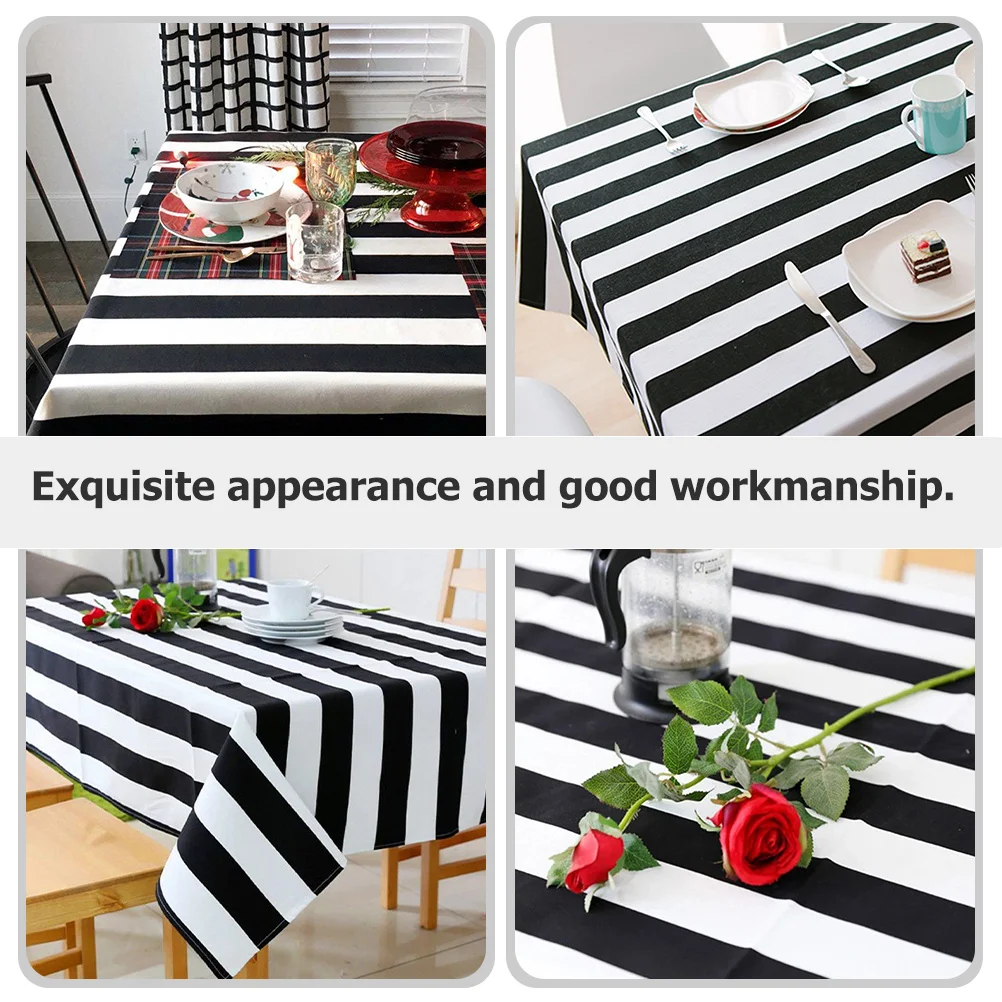 

2Pcs Simple Striped Tablecloths Fine Workmanship Decorative Table Cover for Picnic Birthday Party Holiday Dining Room Use