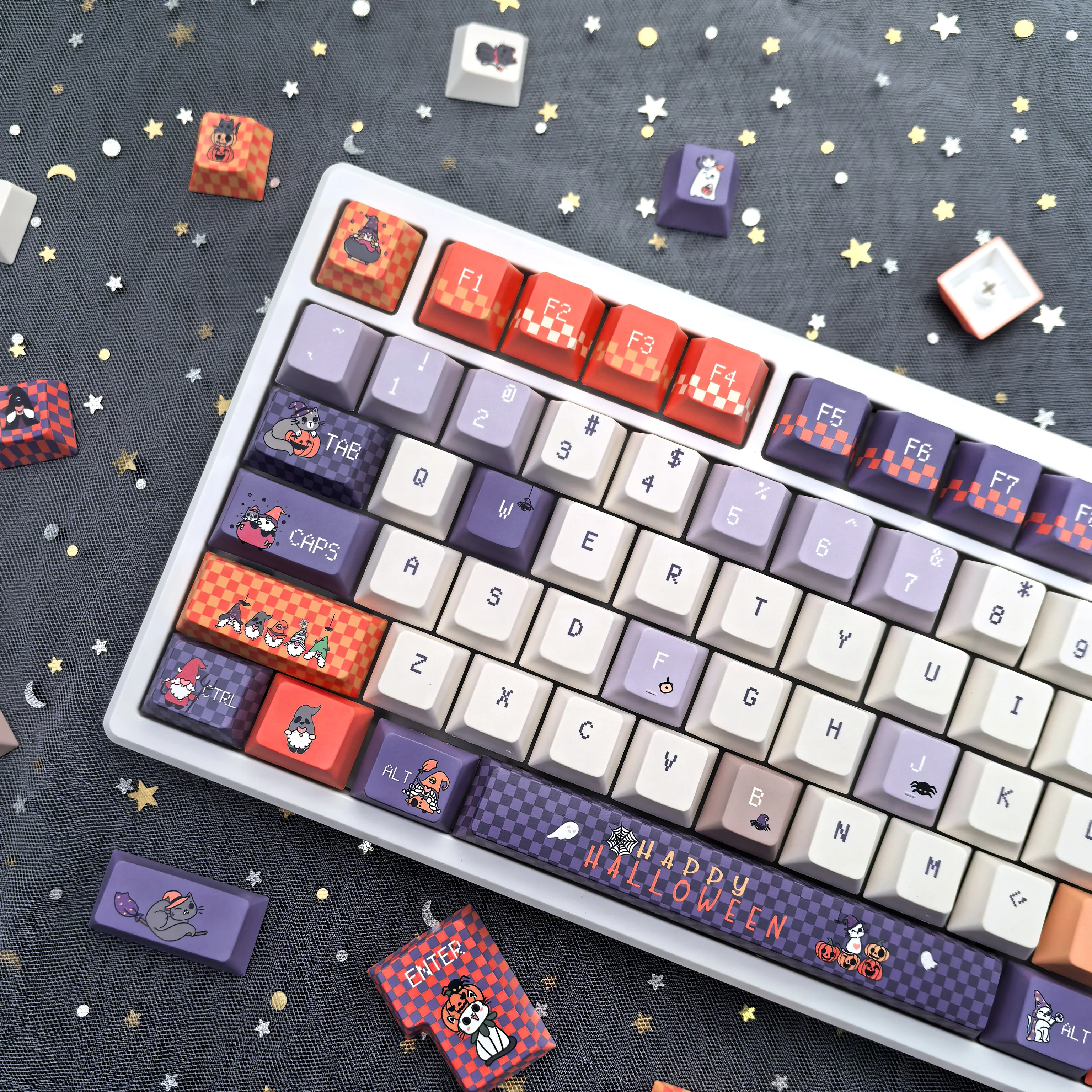 

Halloween Keycaps For A Trick-Or-Treaters Theme Cherry Pbt 3 Ansi Iso Layout And Custom Keyboard Keycaps For Diy.