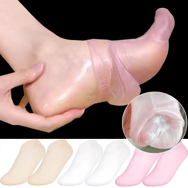 Calcetines de silicona para el cuidado de los pies, medias de Gel hidratante antigrietas, Protector para eliminar la piel muerta agrietada, alivio del dolor, herramientas de pedicura, 2 piezas