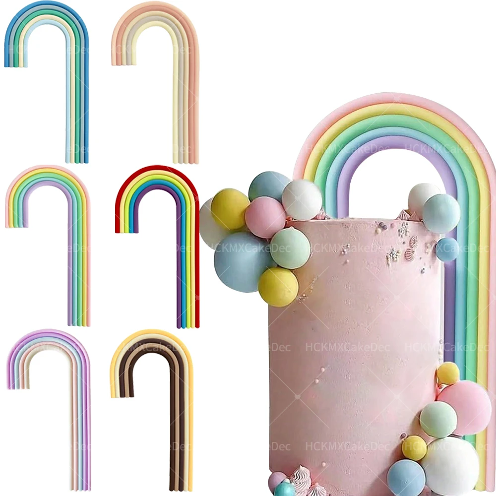 1pc Regenbogen Kuchen Topper Set Große Kleine Regenbogen Kuchen Topper Rosa Blau Braun DIY Boho Geburtstag Hochzeit Party Kuchen baby Dusche