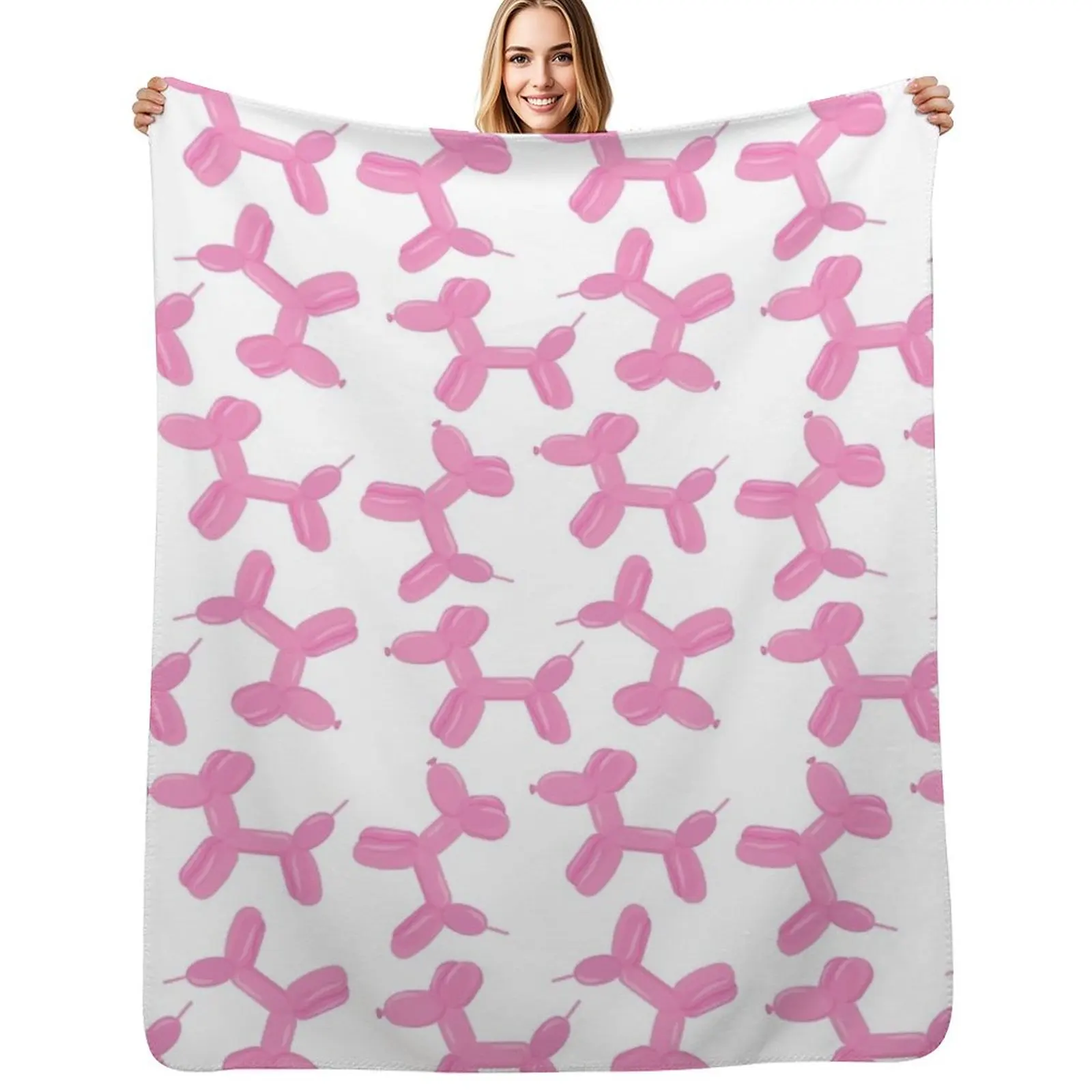 

PINK DOG BALLOON Throw Blanket Air Conditioner Soft Blanket for Office Home