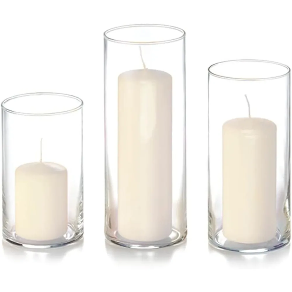 

Set of 36 Slim Pillars and Cylinder Vases - Ivory