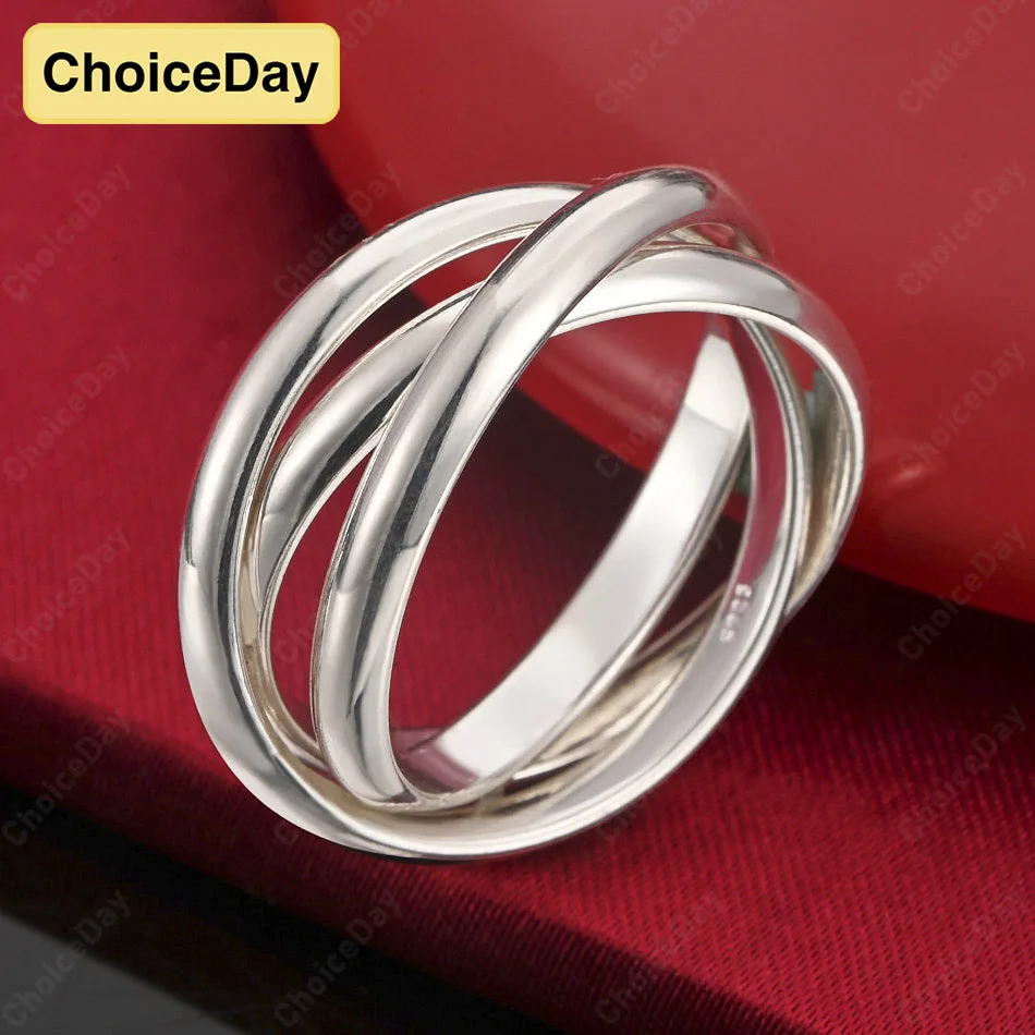 

ChoiceDay Fashion 925 Sterling Silver 5-10 Exquisite 3-ring Ring Women's Party Accessories Jewelry Temperament Gift