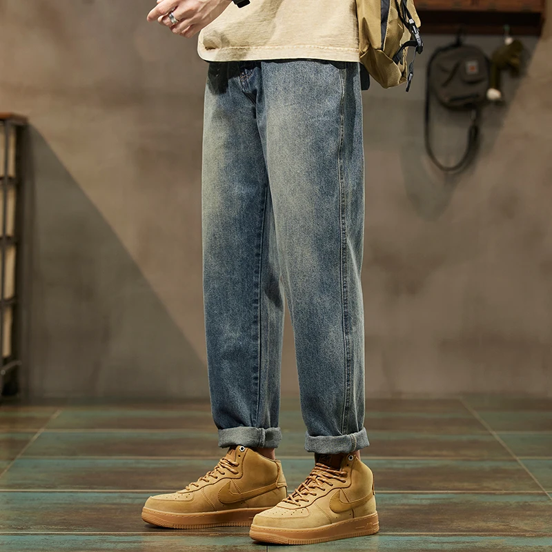 

Мужские джинсы свободного кроя с широкими штанинами, прямые, универсальные, весна-лето 2026