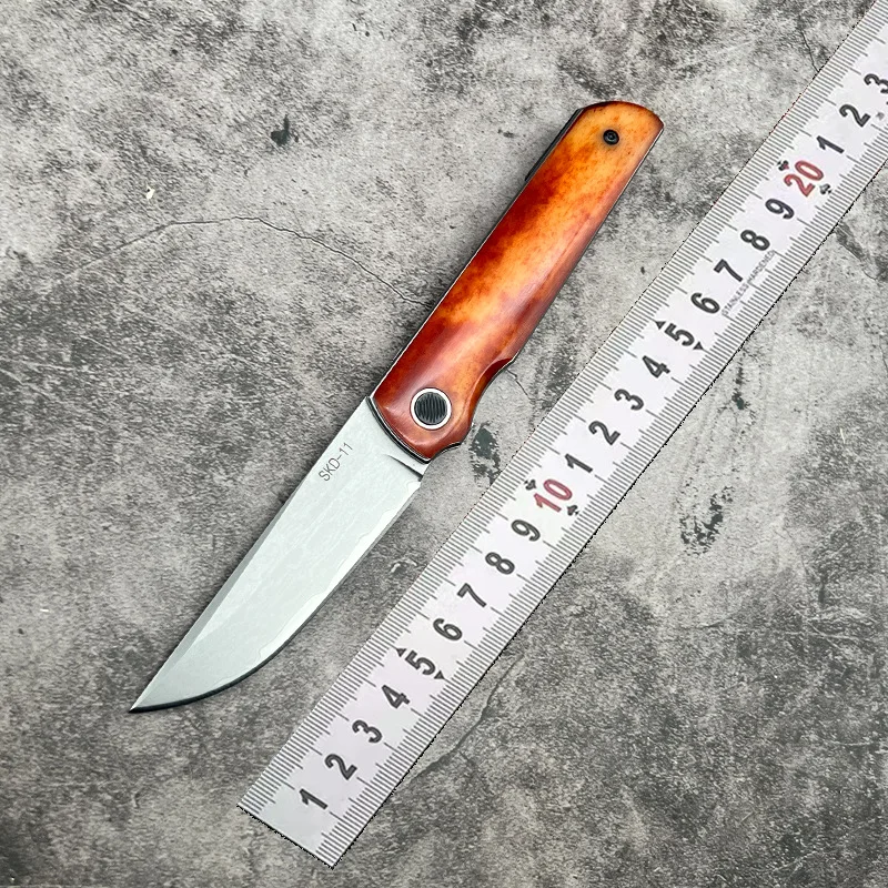 Ox Bone Handle Forged SKD-11 Blade Folding Pocket Knife Portable Self-defense Multi-functional Fruit Knife Camping BBQ Knives