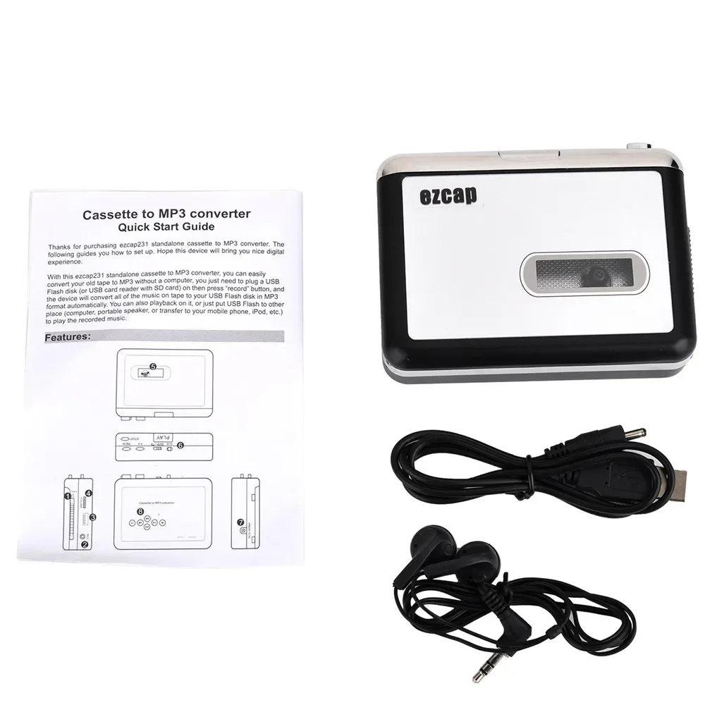 휴대용 카세트 머신 워크맨 오디오 플레이어 테이프 전사 U 디스크-스테레오 MP3 포맷 USB 변환기 헤드폰 출력 5V