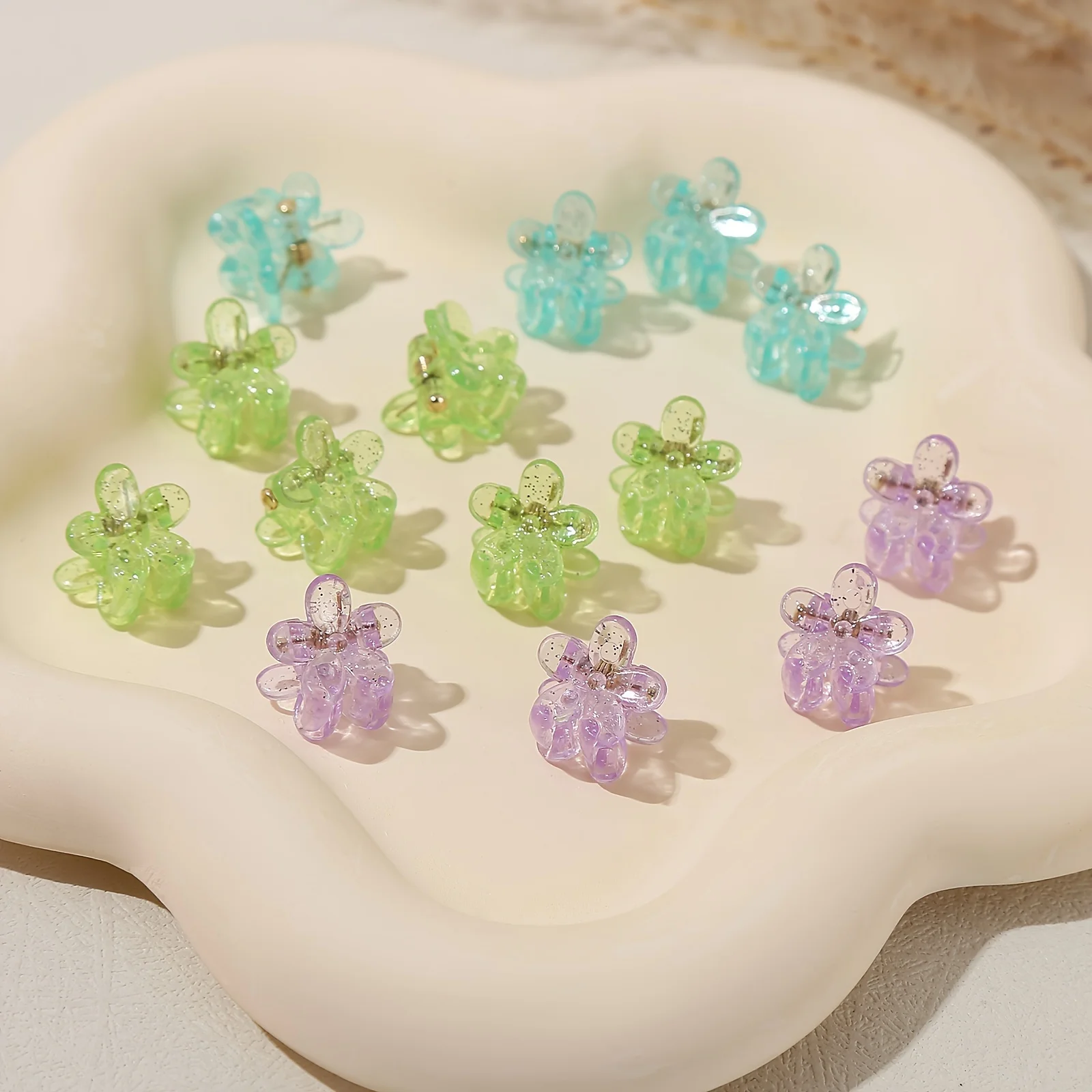 50pcs colorful flower mini hair claws princess hair clips cute girl hair clips side clip hair accessories suitable for campus - view 5