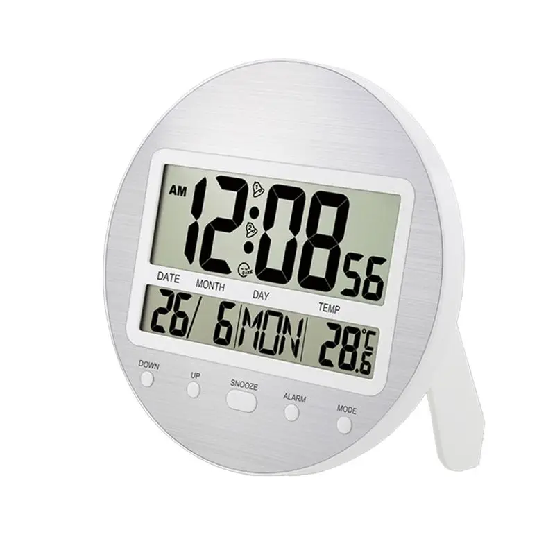 AB11-Alarm Clock 12/24 Hour Battery Operated Self-Setting Wall / Desk Mount Calendar Digital Clock For Bedroom Bedside