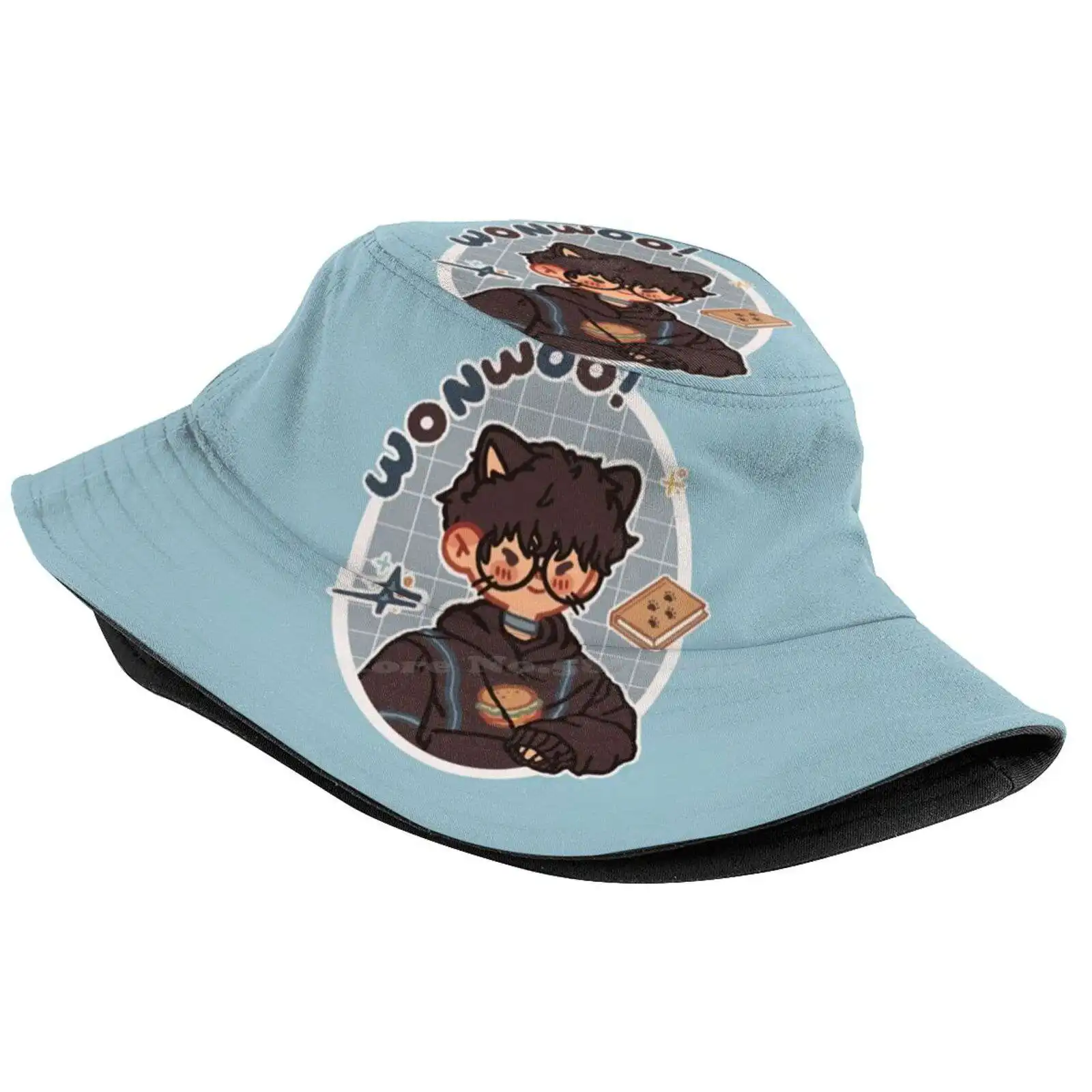 Wonwoo ! Sun Cap Fisherman Hat Bucket Hats Svt Jeon Wonwoo Kpop Boy Group Hiphop Unit Pledis Chococat