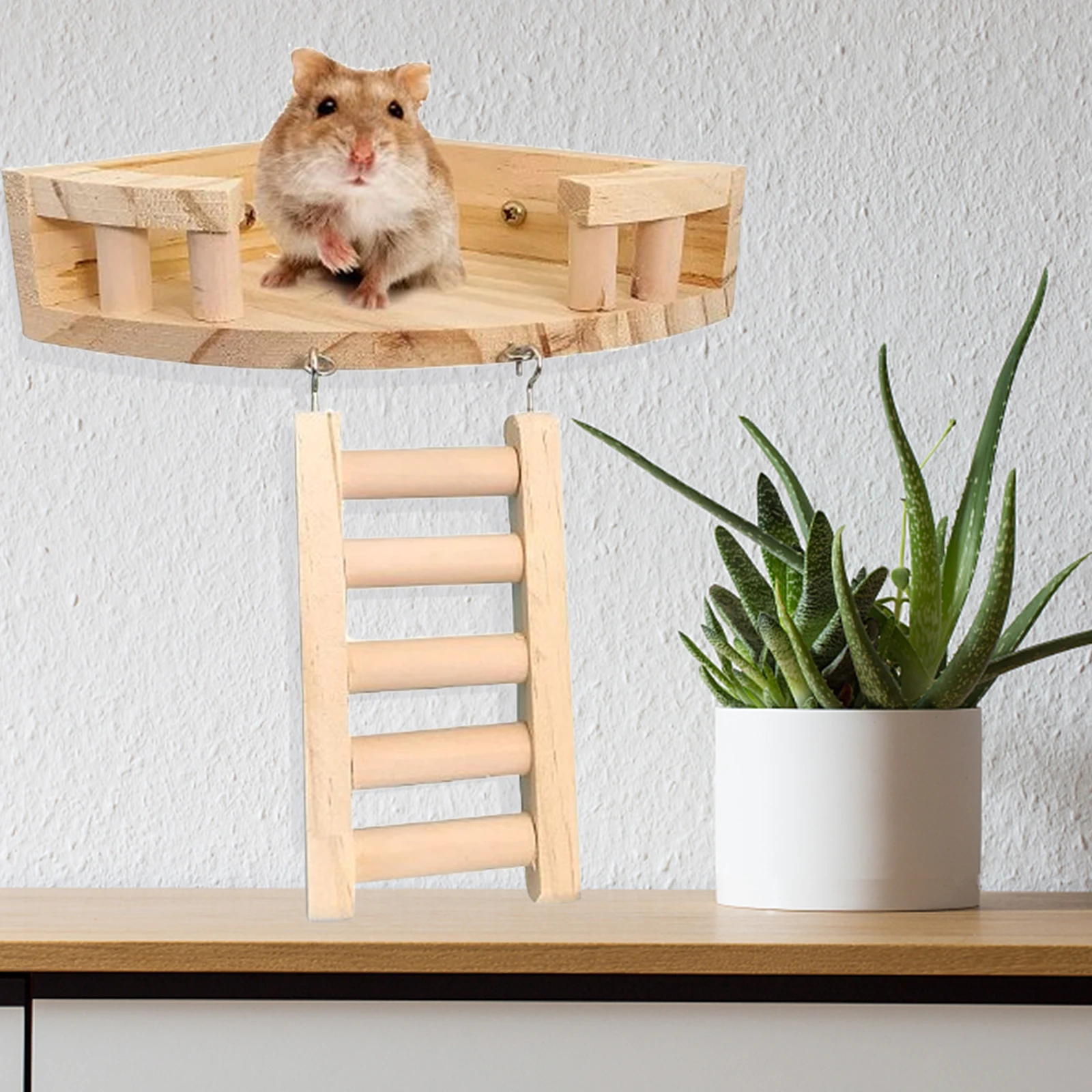 

1 set Wooden Hamster Climbing Ladder Set With Platform For Small Pets Exercise Playtime Fun Rat Plaything Cage Pet Accessories