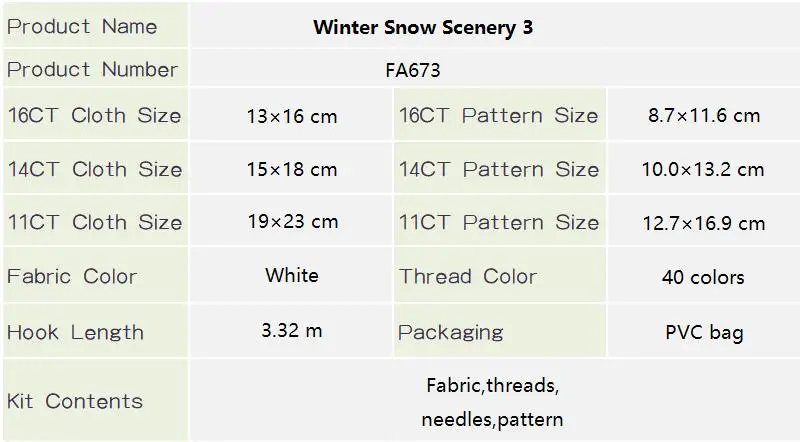 Neues Kreuzstichset Winter Schnee Landschaft HD Muster Geschenk für Mama Aida 16/14/11CT gezählte gestempelte Leinwand DIY Handstickerei Set – Detail 7