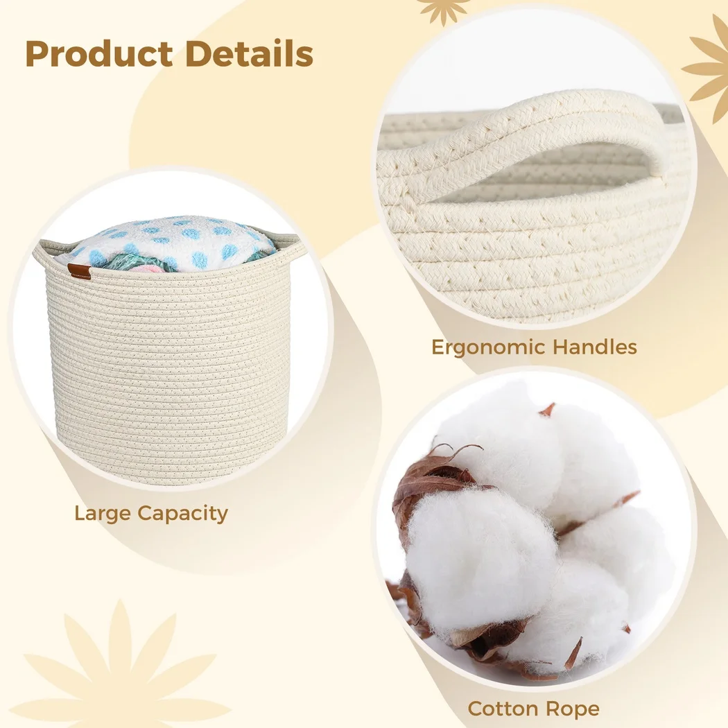 Cotton Rope Laundry Basket Large Cotton Rope Laundry Hamper Woven Basket With Handles Woven Basket For Blankets Pillows Towels