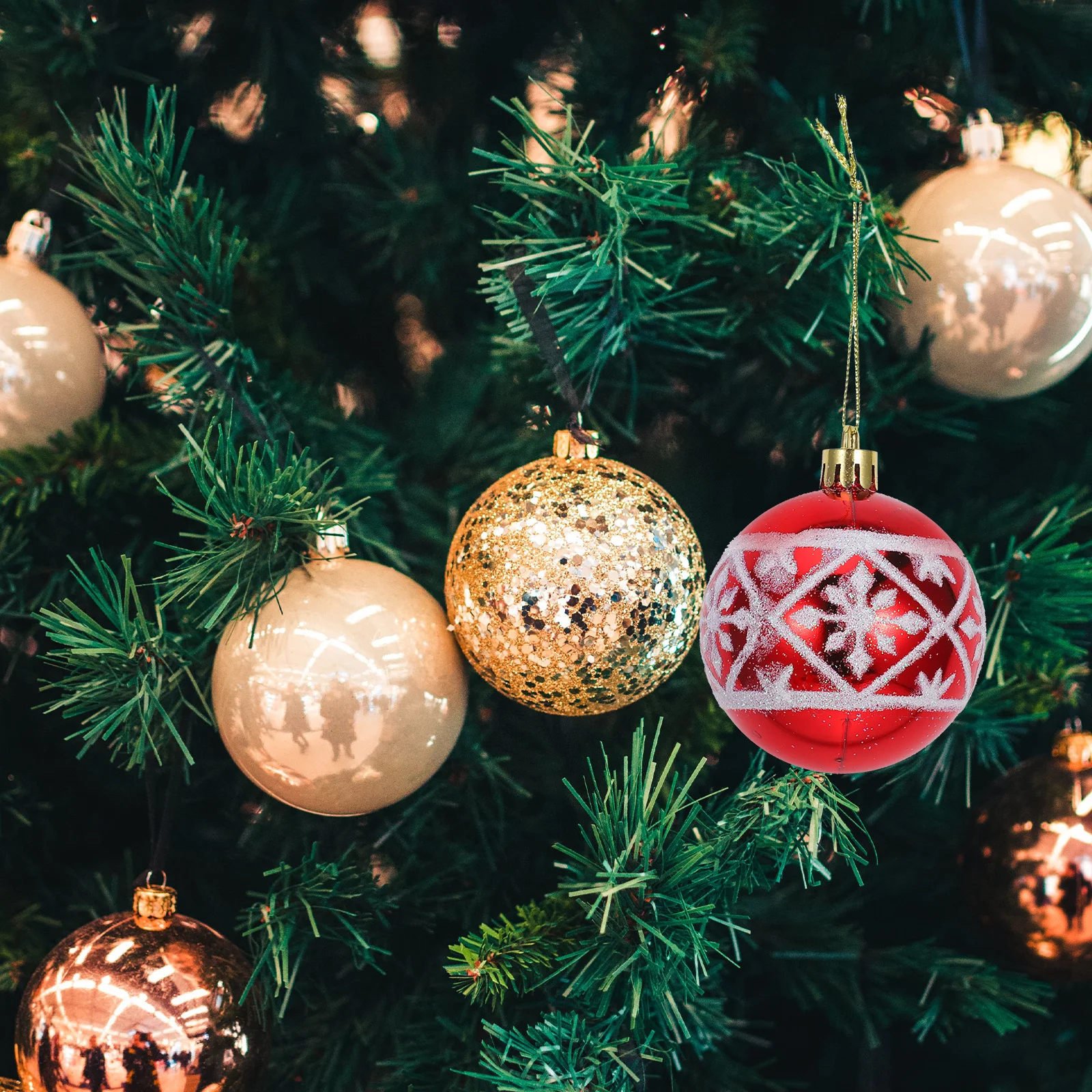 

6Pcs Xmas Tree Decor Hanging Ornaments Snowflake Pattern Christmas Balls Festive Holiday Party Decor for Christmas New Year