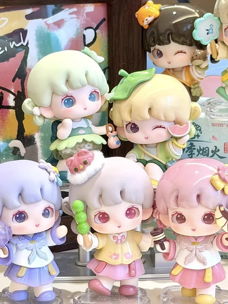 

Original Yooie Seasons Fire Works Series Mini Blind Box Cute Girl Figure Figurines Doll Model Desktop Ornament Gift For Girls