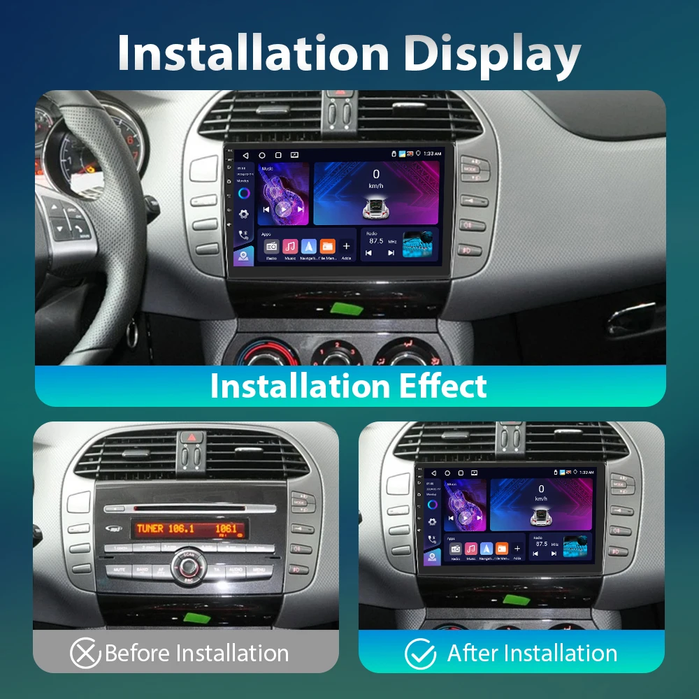 المشي لمسافات طويلة راديو السيارة اللاسلكية Carplay أندرويد السيارات واي فاي سيارة ستيريو مشغل فيديو لشركة فيات برافو 2008-2013 راديو أندرويد شاشة 9 بوصة