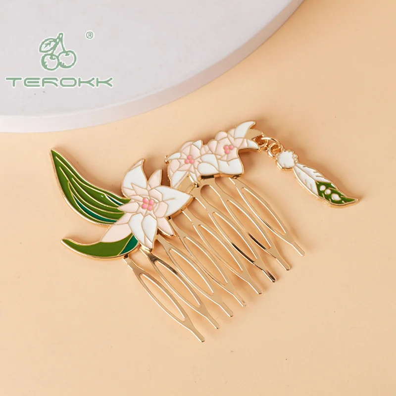 Game Genshin Impact Hairpin Anime Cosplay Props Metal Maple Flower Hair Comb Hairpins For Women Girls Hair Accessories Gift