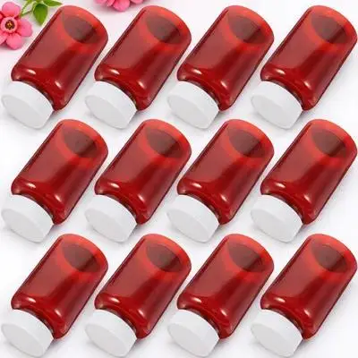

12Pcs Amber Medicine Container Plastic Pills Bottles Empty Leakproof Sealing Caps Portable Travel Storage Bottle