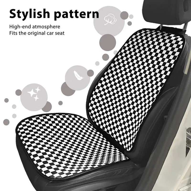 Ice Silk Cooling Car Seat Pad Summer Black And White Checkered Driver Cooling Seat Pad Non-Slip Auto Seat Cushion For Car Trucks