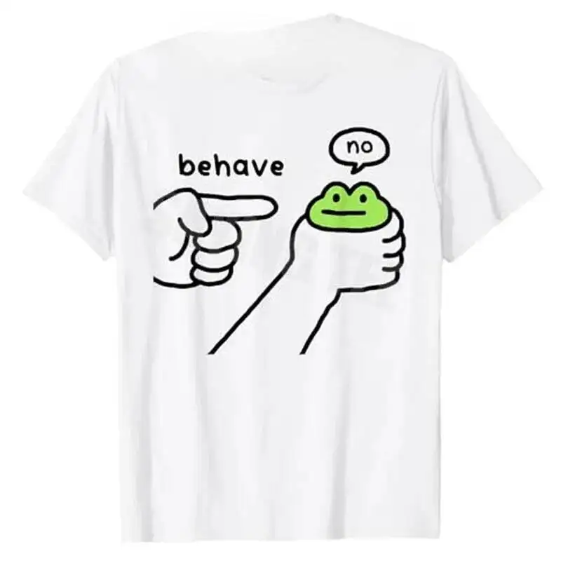 Dishonest Funny Meme Behave No Cartoon Design Printed T-Shirt Cute Frog Comics Aesthetic Clothes Sarcastic Joke Tee 100% Cotton