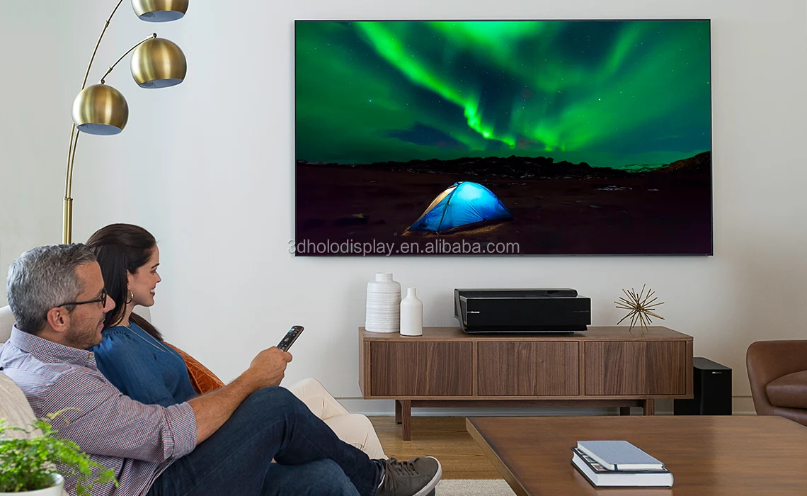 PET Crystal CBSP 4K 100 Inch Fixed Frame Ultra Short Throw UST  Screen Ambient Light Rejecting ALR Projector Screen