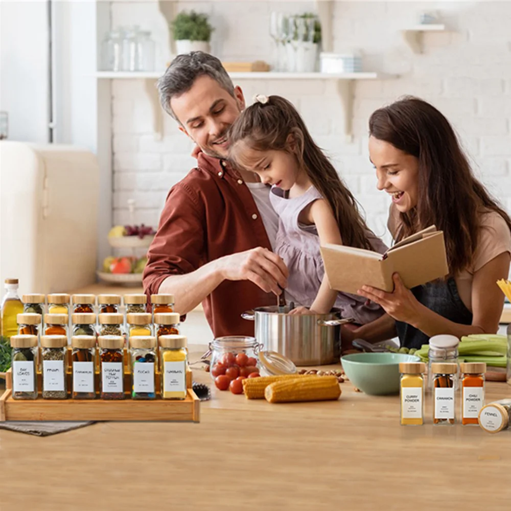 Bamboo Spice Rack Organizer for Cabinet 3-tier Spice Kitchen Spice Rack Organizer Storage Container Spice Rack Kitchen Utensils