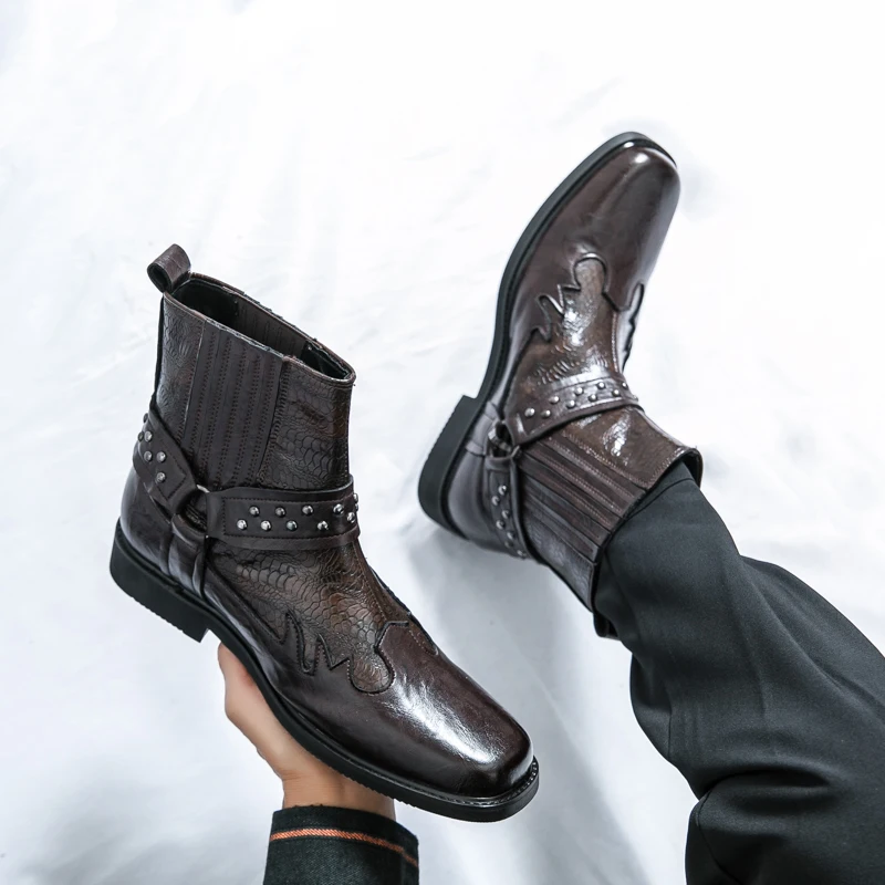 أحذية رجالية عالية الجودة بلون سادة وكعب منخفض مريح كلاسيكي متعدد الاستخدامات أحذية رجالية للولائم التجارية