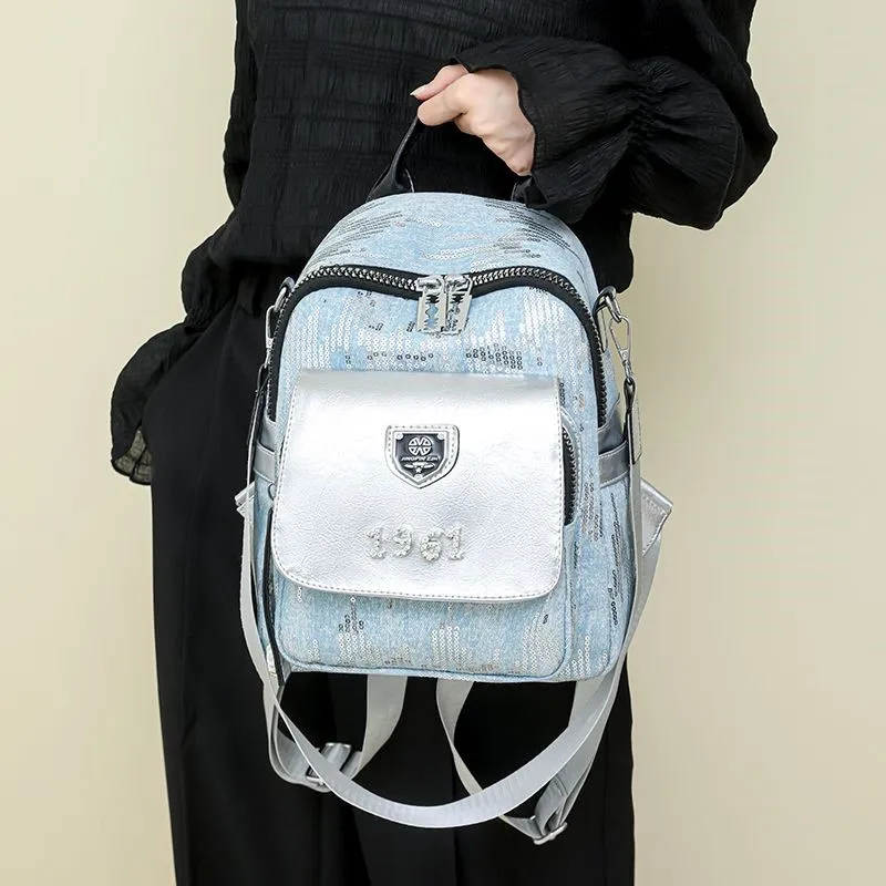 Harajuku Brief Pailletten Rucksack Frauen Mode Patchwork Große Kapazität Daypack Damen Hot Girl Y2k Ästhetischen Mochilas Mujer Neue