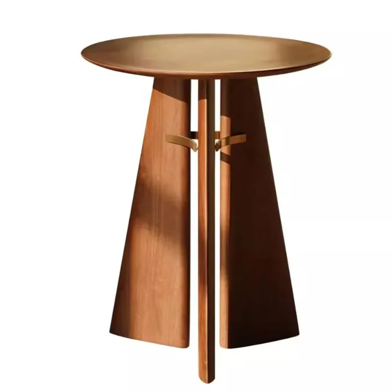 Modern Solid Wood Family Living Room Small Round Table Side Coffee Table