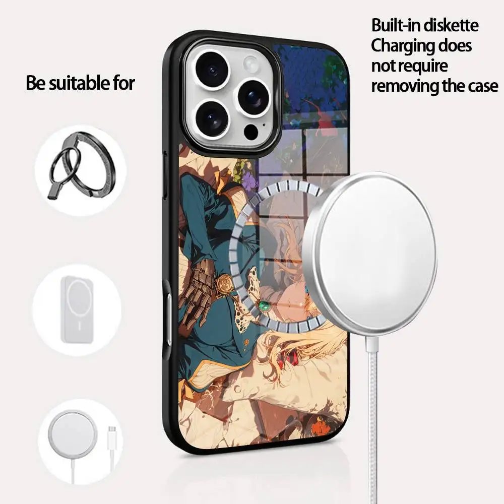

Anime V-violet Evergarden Phone Case For IPhone 16 15 14 13 12 11 Pro Max Plus Mini Magsafe Mirror Wireless Magnetic Cover