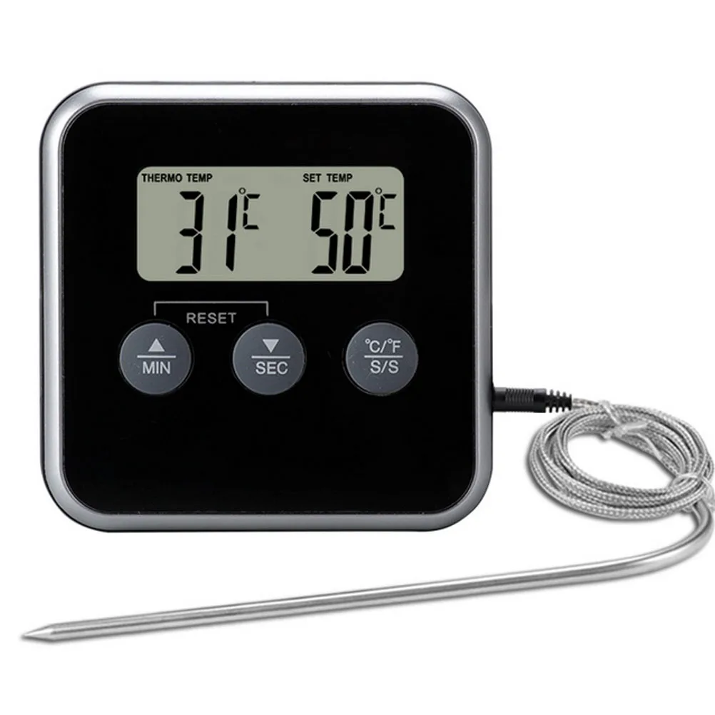 

Kitchen Timer Thermometer Sports Baking Stainless Steel Temperature Measuring Tool Grilling Instant Read