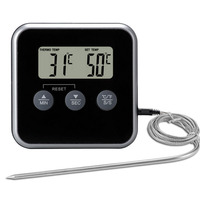 Kitchen Timer Thermometer Sports Baking Stainless Steel Temperature Measuring Tool Grilling Instant Read