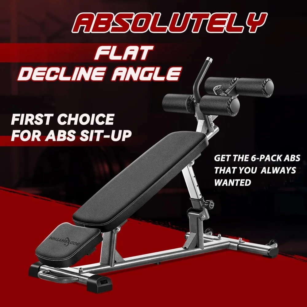 Sit-Up Bench with 4 Adjustable Heights and Reverse Crunch Handle, Adjustable Weight Bench and Flat, Incline Decline Bench Press