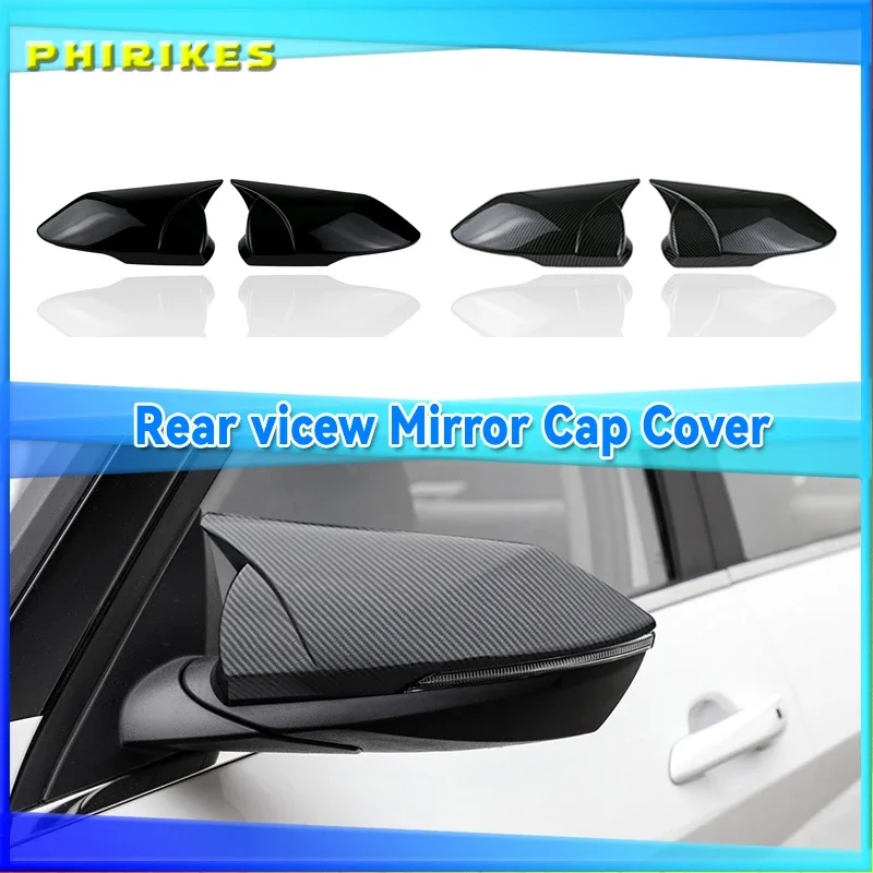 

ABS rearview mirror protective shell, bright black decorative horn design exterior for Hyundai Elantra Avante CN7 2021