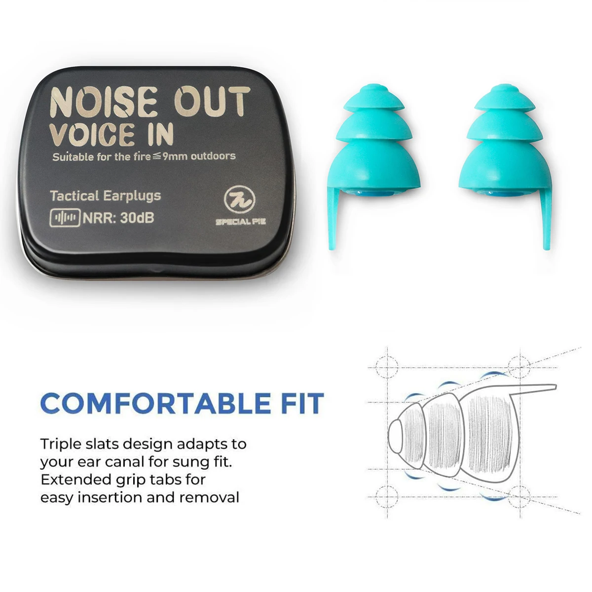 سدادات أذن للرماية 30 ديسيبل NRR لحماية السمع لنطاق الإطلاق والصيد والرماية، سدادات أذن قابلة لإعادة الاستخدام