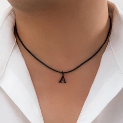 Simple Black Chains with 26 Letters Pendants Necklace for Men/Women Trendy Cute Accessories on Neck 2023 Fashion Jewelry Collar