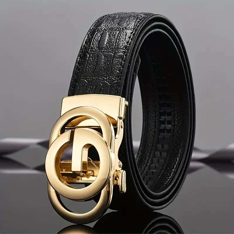 2025 High Quality Genuine Leather Belt Fashion Crocodile skin pattern Belts Luxury Automatic Metal Alloy Buckle Men's Waist Belt