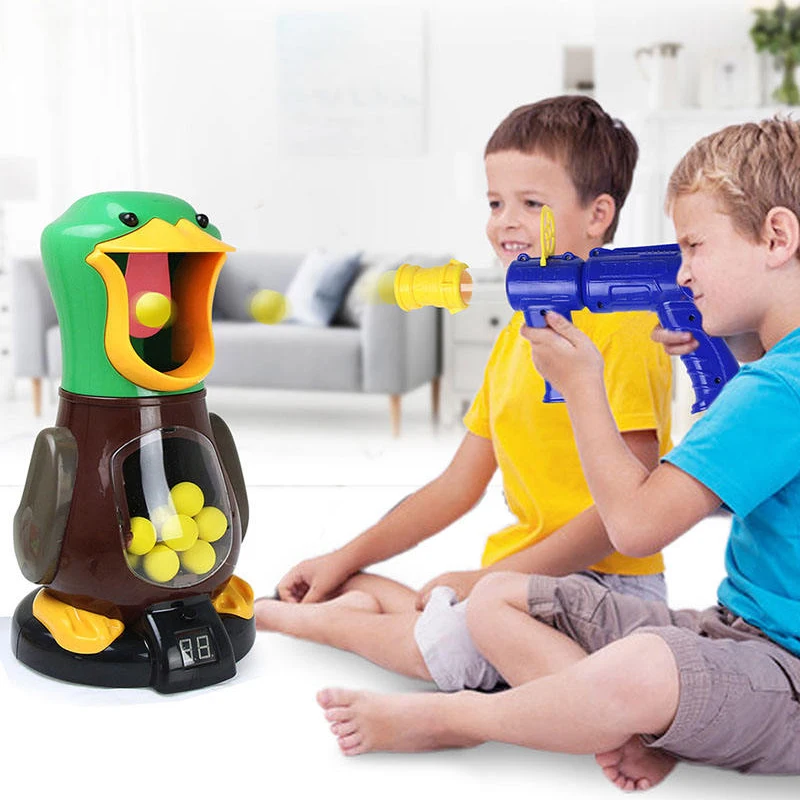 Novelty Duck Shooting Toys Air Powered Safety Soft Bullet Hungry Electronic Scoring Function Battle Game Toys for Kids Gift