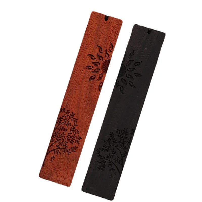 Imagem -05 - Ebony Rosewood Estilo Chinês Retro Bookmark Sun Tree Bookmark Empresa Presente Azul e Branco Porcelana Borla Verificar Suprimentos Escolares