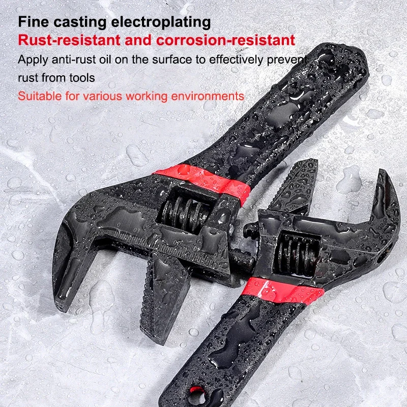 1Pcs 6/8” Short Handle Adjustable Wrench Oversized Open Bathroom Wrench Mini Small Board Large-diameter Adjustable Short Handle