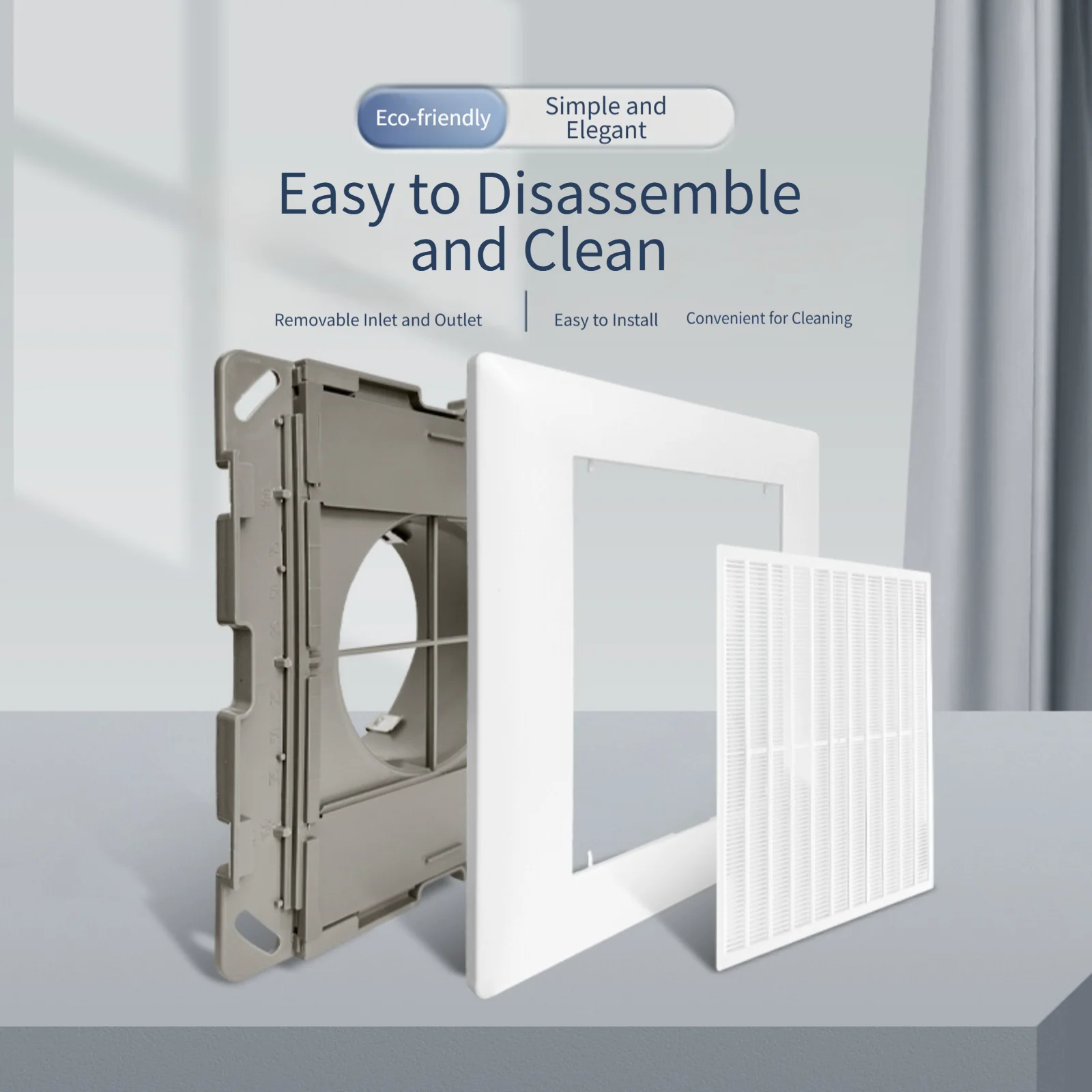 ABS Plastic Square Vent Grille with Damper for Wall Airflow Control Suitable for Residential and Commercial Use