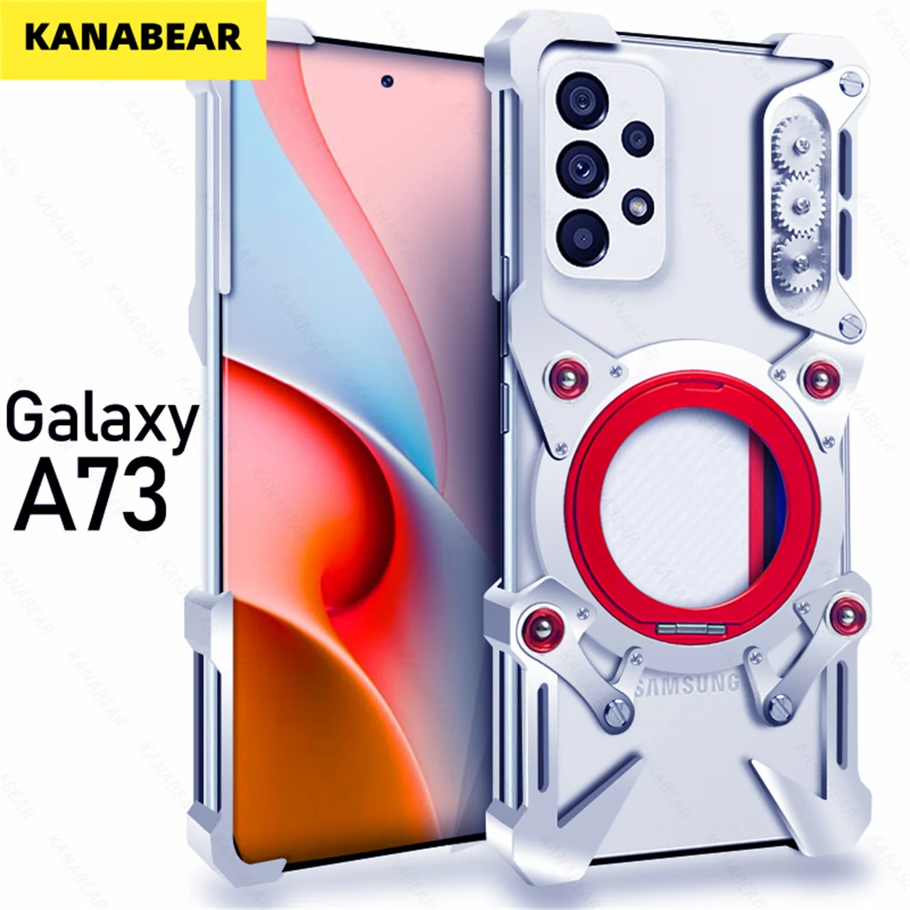 

Роскошный полый металлический чехол для Samsung Galaxy A33 A52 A53 A54 A55, встроенный алюминиевый бампер 360° ° Кронштейн с защитой