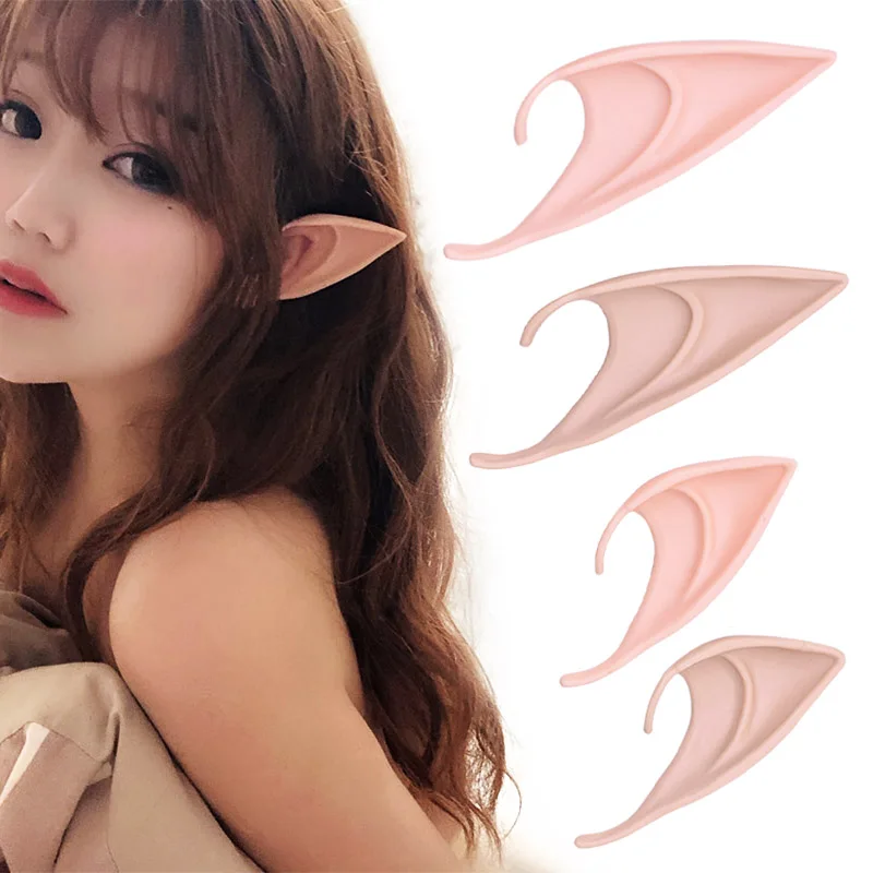 1 çift Cadılar Bayramı Lateks Elf Kulakları Yüksek Simülasyon Yumuşak Zararsız Yanlış Kulaklar Sahne Peri Melek Giydirme Cosplay Kanca yılbaşı dekoru