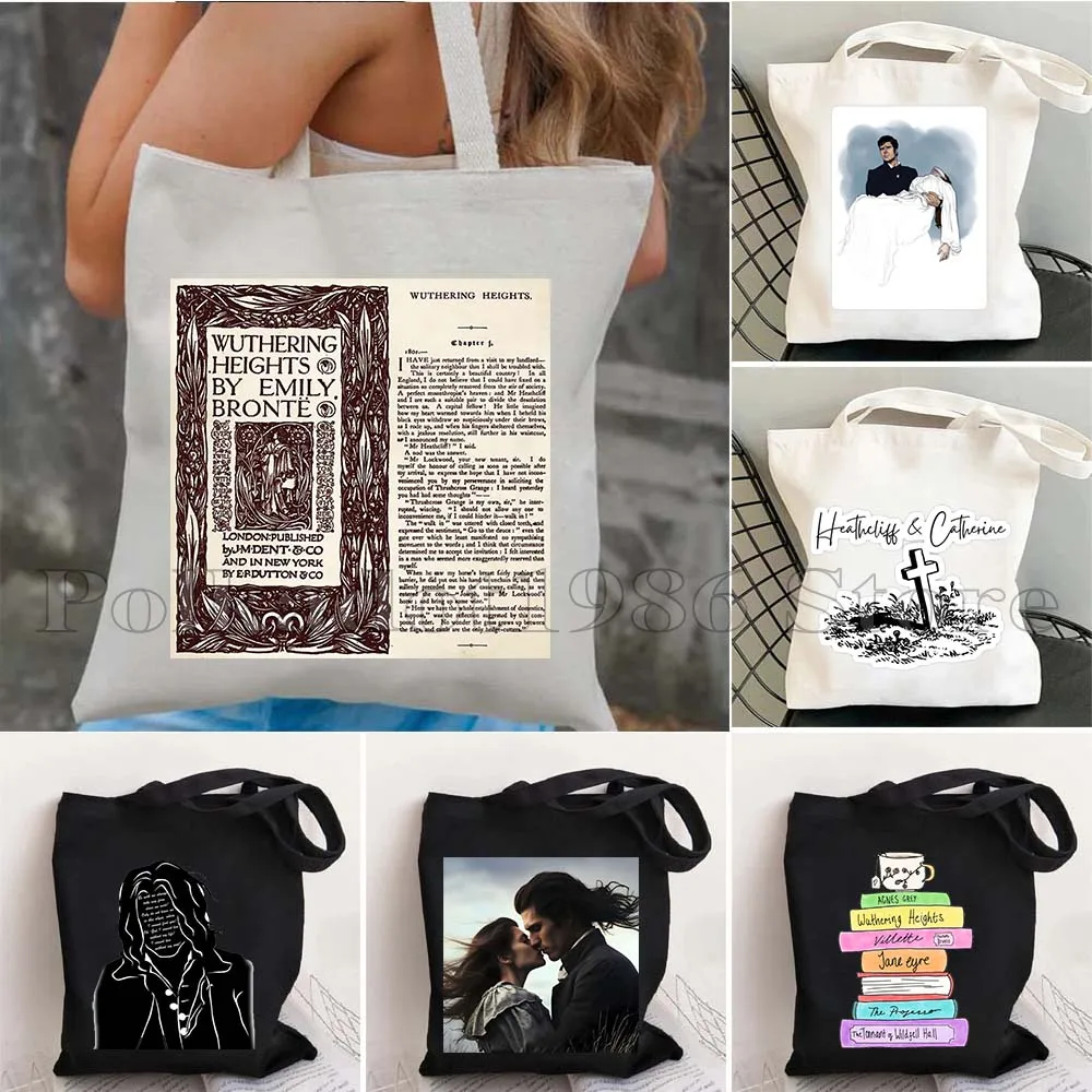 

Wuthering Heights Cathy Heathcliff Catherine Emily Bronte Hill House Books Gifts Canvas Shoulder Tote Bag Shopper Cotton Handbag