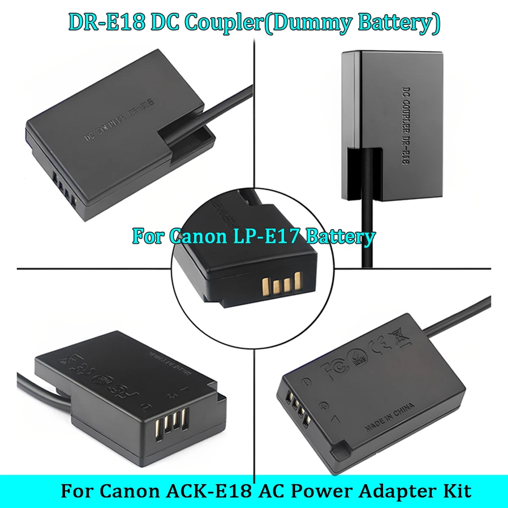 LP-E17 Dummy Battery for Canon ACK-E18 Power Supply Adapter dnn DR-E18 DC Coupler Kit,compatible EOS 200D 250D 77D 850D 760D