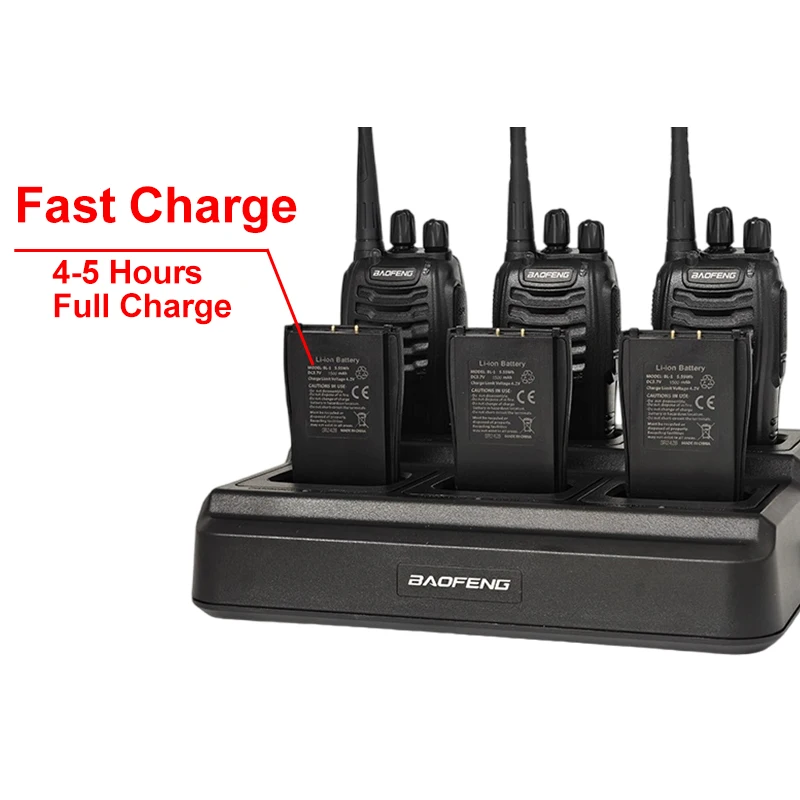 6PCS Baofeng BF-888S Walkie Talkie 16CH VOX UHF 400-470MHz Portable Amateur Two Way Radios For Hunting With 888S Six Way Charger