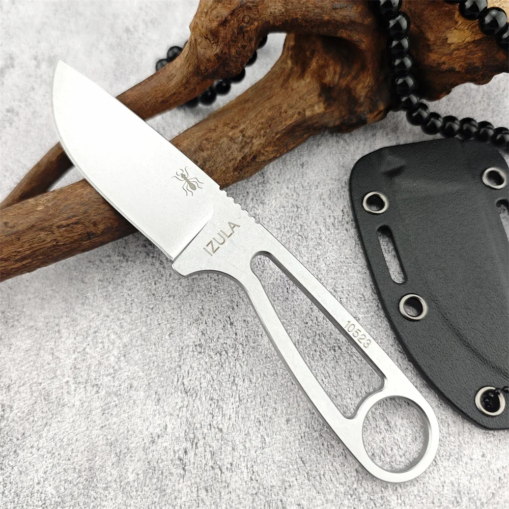 Ant IZULA Straight Knife Camping Hunting Knife 8Cr13mov Fixed Blade Hollow Handle with Kydex Sheath Outdoor EDC Tactical Knife